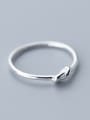 thumb 925 Sterling Silver With Platinum Plated Simplistic Irregular Tie Free Size Tail Ring 1