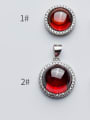 thumb 925 Sterling Silver With Gun Plated Simplistic Round Red corundum Charms 1