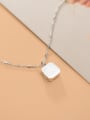 thumb 925 Sterling Silver With Platinum Plated  Simplistic  Smooth Square Necklaces 2