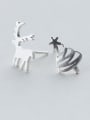 thumb S925 silver lovely elk small tree stud cuff earring christmas 0