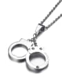 thumb Personality Handcuffs Shaped Rhinestones Stainless Steel Pendant 2