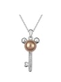 thumb Fashion Imitation Pearl Mickey Key Alloy Necklace 2