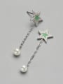 thumb Green Star Shaped Shell Pearl Drop Earrings 3