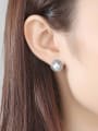 thumb Thai silver retro square white turquoise stud earrings 1