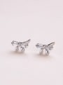 thumb All-match Bowknlt Shaped Silver stud Earring 2