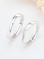 thumb 925 Sterling Silver With  Cubic Zirconia  Simplistic Lovers Free Size Rings 3