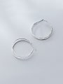 thumb 925 Sterling Silver With Grain Simplistic Irregular Hoop Earrings 2