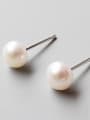 thumb Pure silver natural freshwater pearls simple and versatile earrings 2