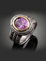 thumb Fashion Purple Zircon Antique Silver Plated Copper Ring 0