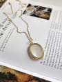 thumb Pure Silver 18k-gold Oval Shell Necklace 2