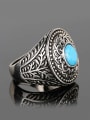 thumb Ethnic style Blue Resin Antique Silver Plated Alloy Ring 2