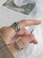 thumb 925 Sterling Silver With Antique Silver Plated Vintage Multi-layer line free size Rings 4