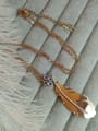 thumb Vintage Rose Gold Titanium Steel Feather Necklace 3