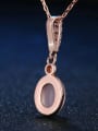 thumb Egg-shape Pink Crystal Fashion Silver Pendant 3