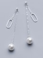 thumb 925 Sterling Silver With Platinum Plated Simplistic Geometric Threader Earrings 1