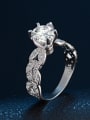 thumb Fashion Cubic AAA Zirconias Little Leaves Copper Ring 3