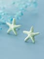 thumb 925 Sterling Silver With Platinum Plated Simplistic Star Stud Earrings 1
