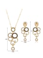 thumb Alloy Imitation-gold Plated Fashion Hollow Circles Two Pieces Jewelry Set 2