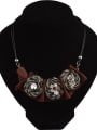 thumb Retro style Cloth Flowers Artificial Leather Chain Necklace 1