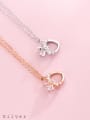 thumb S925 Silver Necklace female fashion fashion Diamond Heart Necklace sweet temperament short chain D4317 female clavicle 0