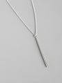 thumb Sterling silver personality simple geometry  square tube necklace 0