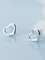 thumb 925 Sterling Silver With Silver Plated Simplistic Hollow Heart Stud Earrings 2