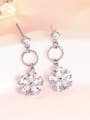 thumb 925 Sterling Silver With Cubic Zirconia Fashion Flower Drop Earrings 2
