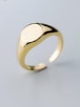 thumb 925 Sterling Silver With Gold Plated Simplistic Oval Free Size  Rings 0