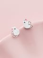 thumb 925 Sterling Silver With Platinum Plated Simplistic Mouse Stud Earrings 0
