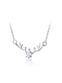 thumb 925 Sterling Silver With Cubic Zirconia Personality Antlers  Necklaces 3