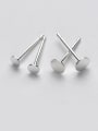 thumb 925 Sterling Silver With Platinum Plated Classic Round Earrings 2