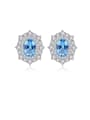 thumb 925 Sterling Silver With Platinum Plated Delicate multilateral  Geometric Stud Earrings 0