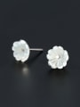 thumb All-match Flower Shaped Shell S925 Silver Stud Earrings 0