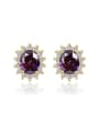 thumb Copper Alloy 18K Gold Plated Fashion Multi-color Zircon stud Earring 0