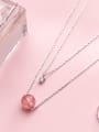 thumb S925 Silver Necklace Pendant female wind strawberry Crystal Double Necklace temperament single drill short clavicle chain D4268 0