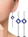 thumb New Designed White Gold Plated Tassel Exaggerate Drop Earrings 1