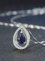 thumb Water Drop Shaped Pendant with Sapphire Zircons 3