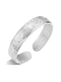 thumb Bohemia style 990 Silver Flowers-etched Opening Bangle 0