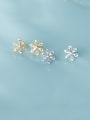 thumb 925 Sterling Silver With Cubic Zirconia Simplistic Snowflake  Stud Earrings 0