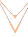 thumb Stainless Steel With Rose Gold Plated Simplistic Double triangular V Necklaces 0
