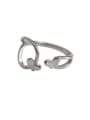 thumb Simple Little Butterfly Silver Smooth Opening Ring 0