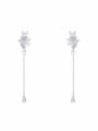thumb Copper With Platinum Plated Simplistic Flower Threader Earrings 0
