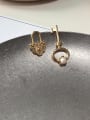 thumb 925 Sterling Silver With Gold Plated Personality Key Lock Asymmetry Stud Earrings 2