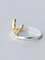 thumb Christmas jewelry:  Sterling Silver Gold Antlers free size Ring 1