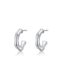 thumb Delicate Platinum Plated Bamboo Shaped Stud Earrings 0