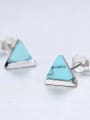 thumb Sterling silver retro triangle turquoise stud earrings 0