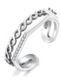 thumb Sterling Silver Retro Twist Thai Silver 3A Zircon Open Ring 2