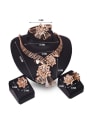 thumb Alloy Imitation-gold Plated Fashion Flowers Rhinestones Four Pieces Jewelry Set 2