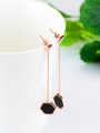 thumb Fashion Black Hexagon Rose Gold Plated Drop Earrings 2