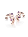 thumb Rose Gold Stainless Steel Purple Opal stud Earring 0
